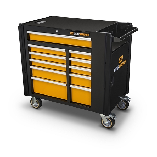 Apex Tool Group Mobile Work Station, 11 Drawer, Black/Orange, Steel, 42 in W x 25 in D x 41 in H 83169